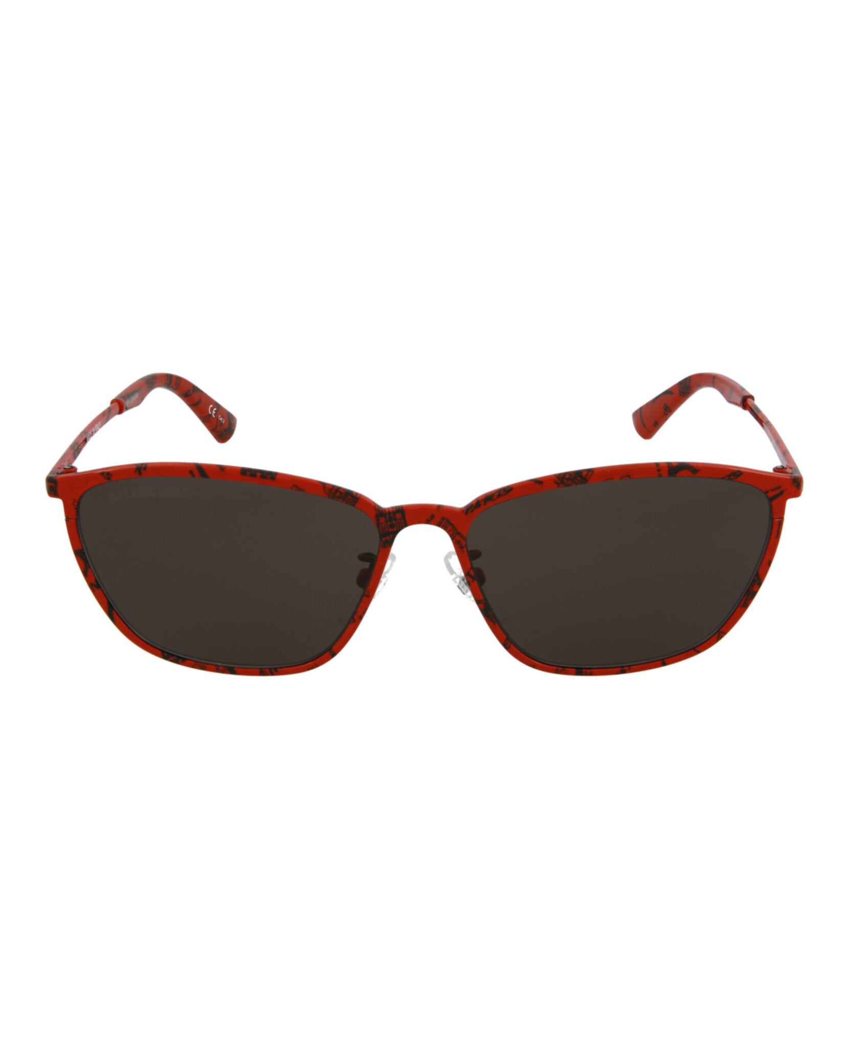 Balenciaga Unisex Square/Rectangle Red Red Grey Fashion Designer Eyewear