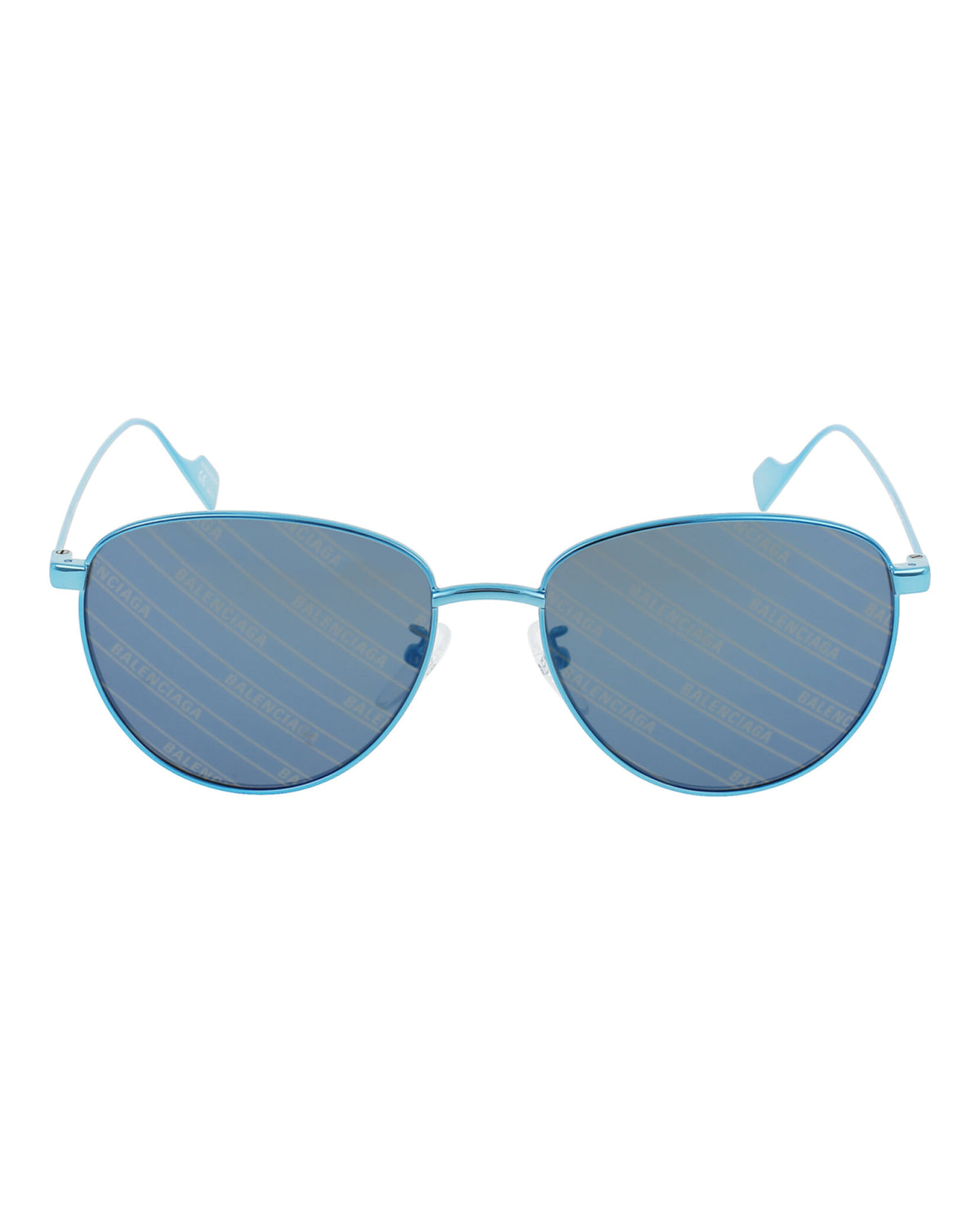 Balenciaga Unisex Round/Oval Shiny Blue Fashion Designer Eyewear