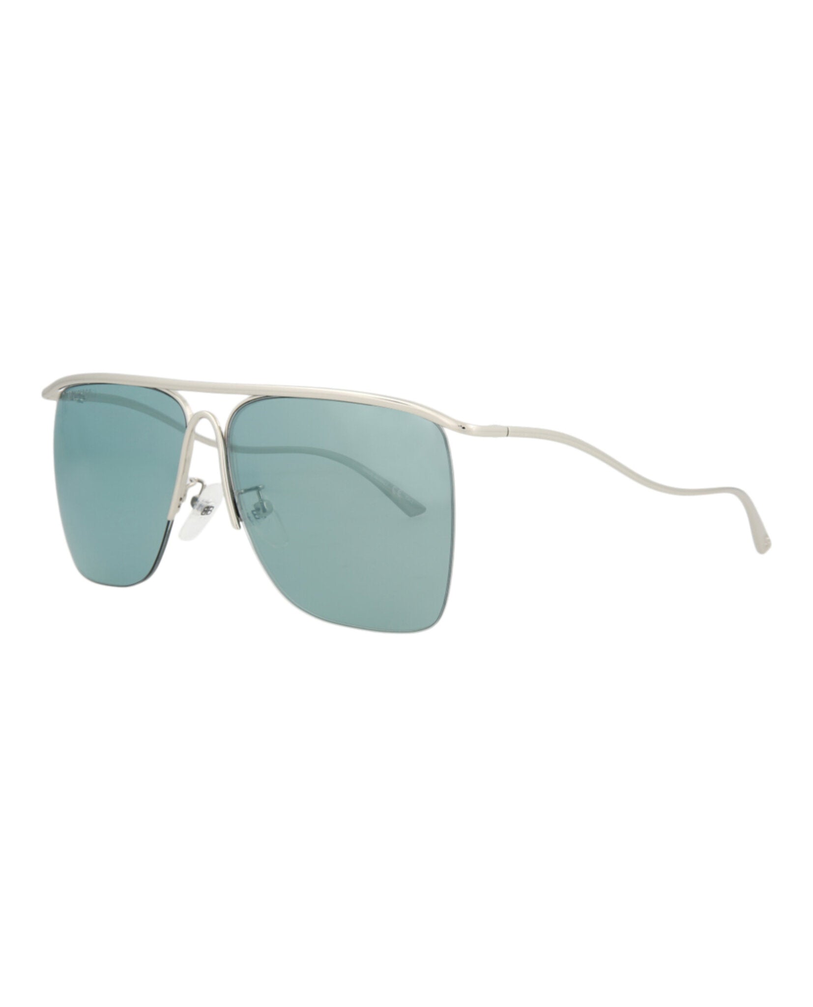 Balenciaga Unisex Aviator SILVER SILVER LIGHT BLUE Fashion Designer Eyewear
