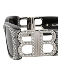 Balenciaga Balenciaga Womens Square/Rectangle Black Silver Grey Fashion Designer Eyewear