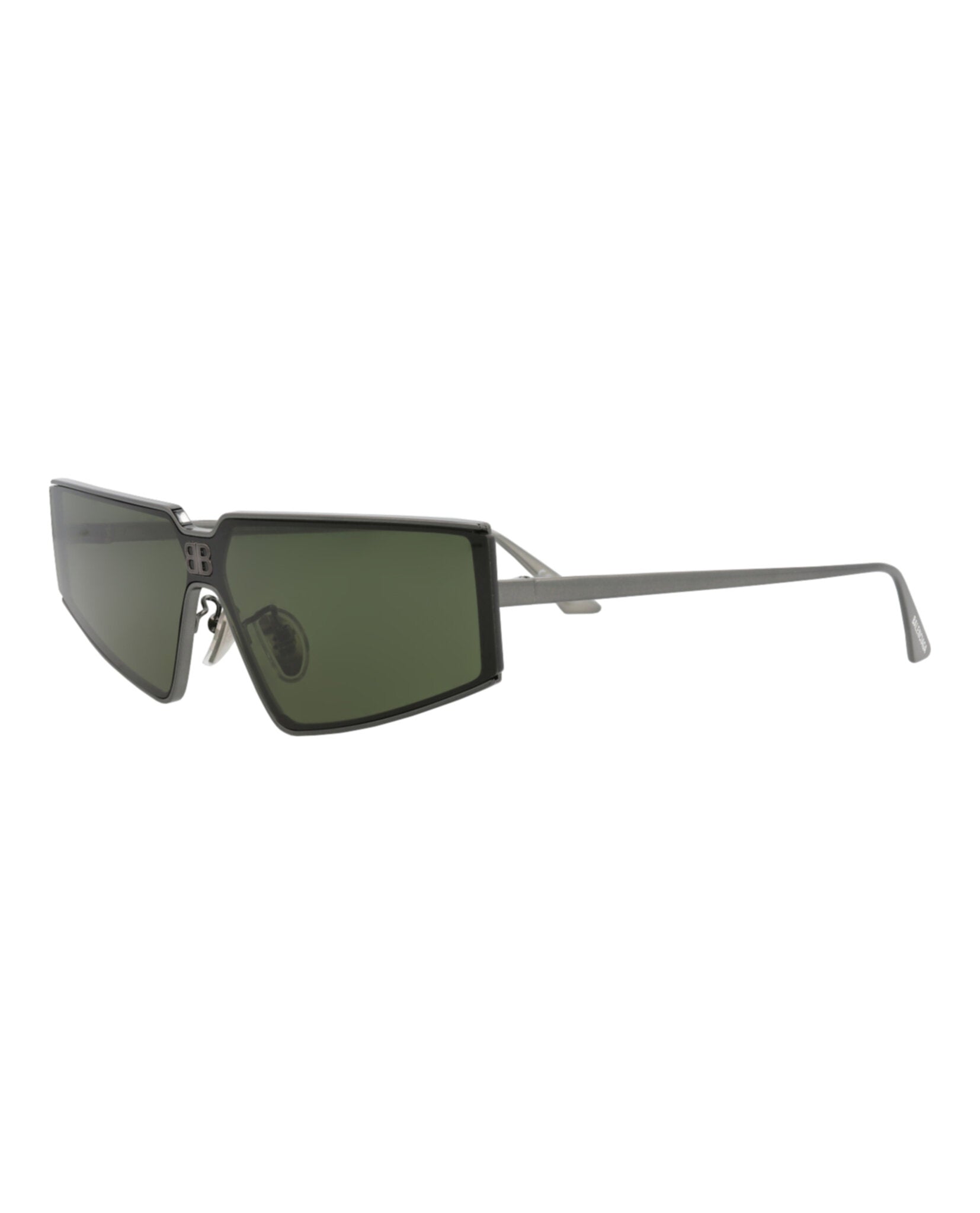 Balenciaga Balenciaga Unisex Square/Rectangle Ruthenium Ruthenium Green Fashion Designer Eyewear