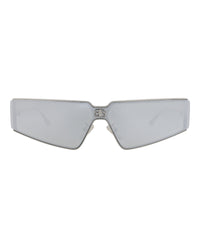 Balenciaga Unisex Square/Rectangle Ruthenium Ruthenium Silver Fashion Designer Eyewear