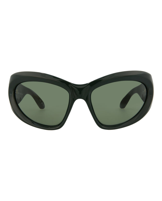 Balenciaga Womens Shield/Wrap Green Green Green Fashion Designer Eyewear
