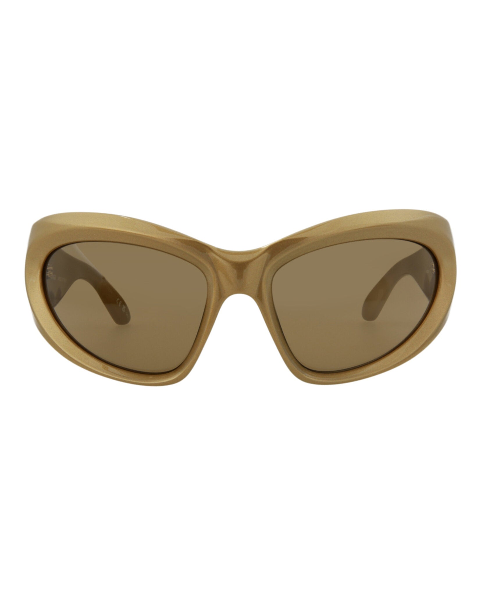 Balenciaga Unisex Shield/Wrap Gold Gold Brown Fashion Designer Eyewear