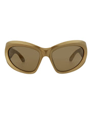 Balenciaga Womens Shield/Wrap Gold Gold Brown Fashion Designer Eyewear