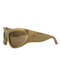 Balenciaga Unisex Shield/Wrap Gold Gold Brown Fashion Designer Eyewear