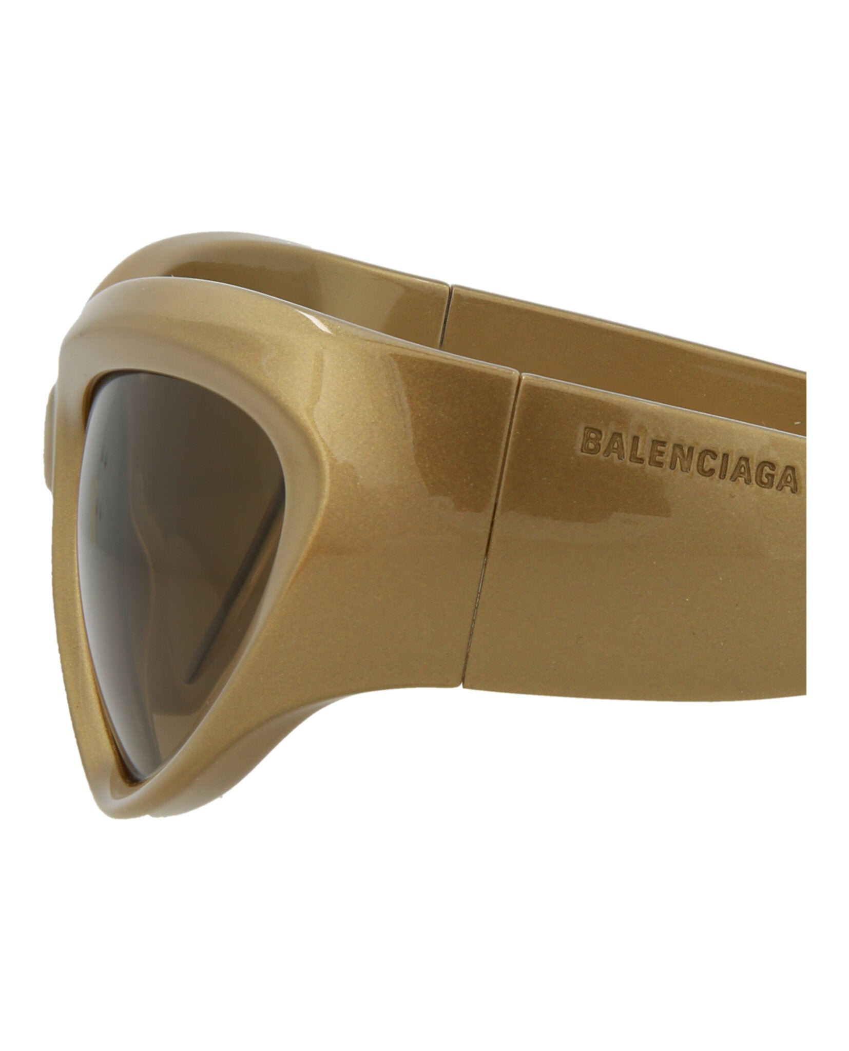 Balenciaga Unisex Shield/Wrap Gold Gold Brown Fashion Designer Eyewear