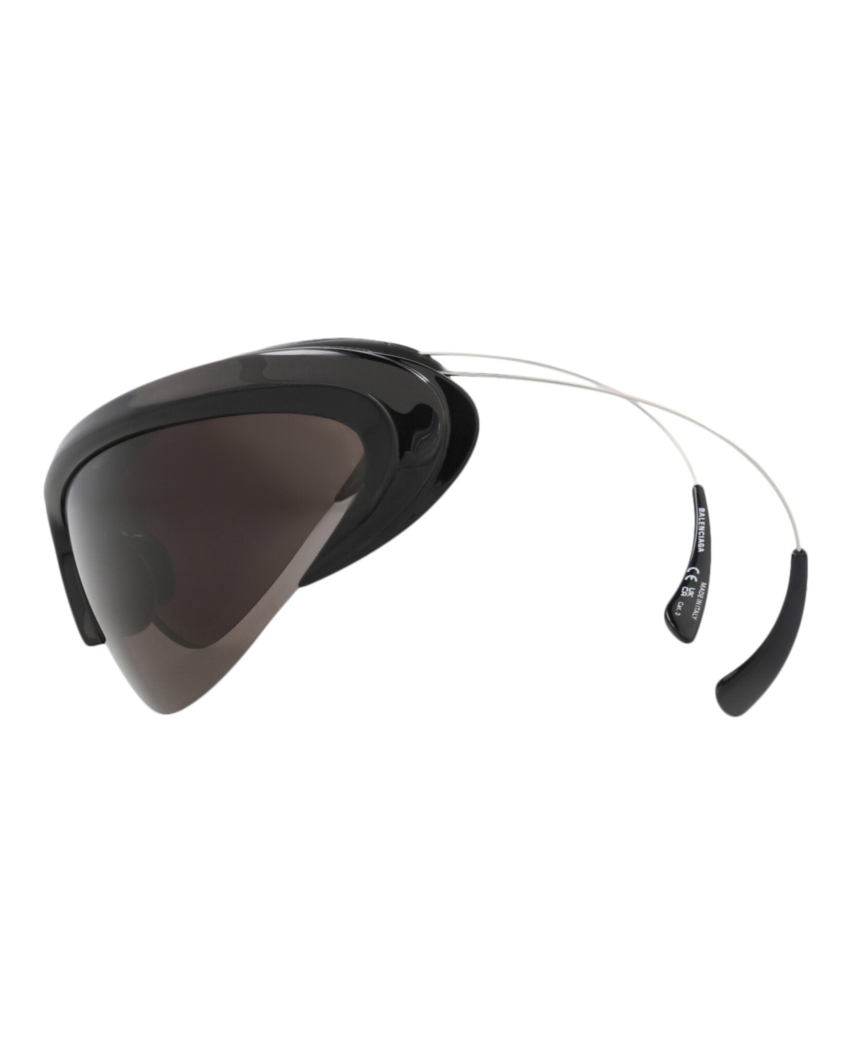 Balenciaga Unisex Shield/Wrap Black Silver Grey Fashion Designer Eyewear
