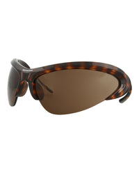 Balenciaga Unisex Shield/Wrap Havana Silver Brown Fashion Designer Eyewear