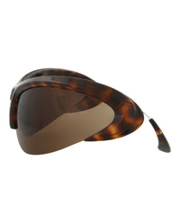 Balenciaga Unisex Shield/Wrap Havana Silver Brown Fashion Designer Eyewear