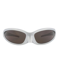 Balenciaga Unisex Shield/Wrap Silver Silver Grey Fashion Designer Eyewear