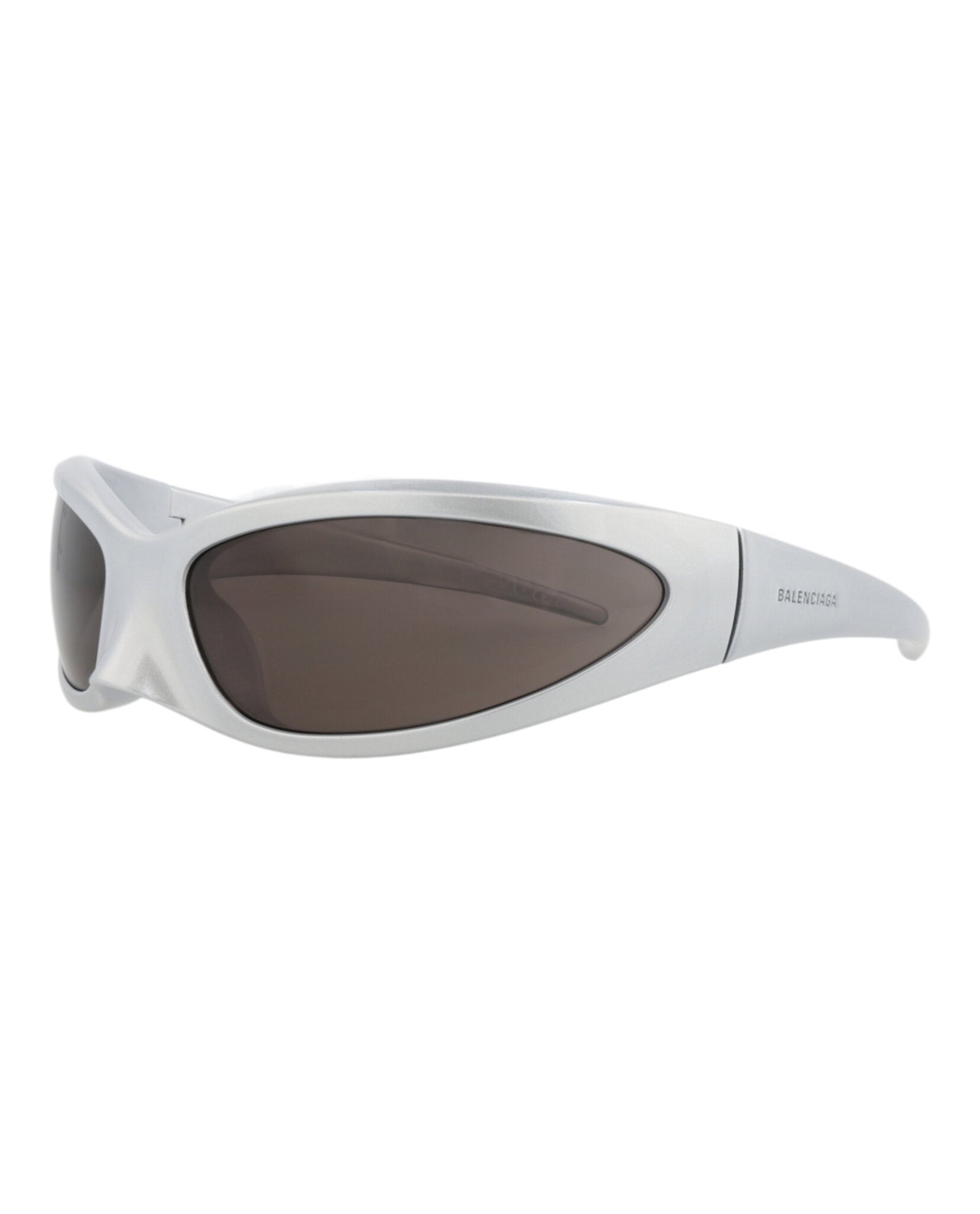 Balenciaga Unisex Shield/Wrap Silver Silver Grey Fashion Designer Eyewear