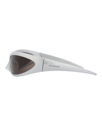 Balenciaga Unisex Shield/Wrap Silver Silver Grey Fashion Designer Eyewear