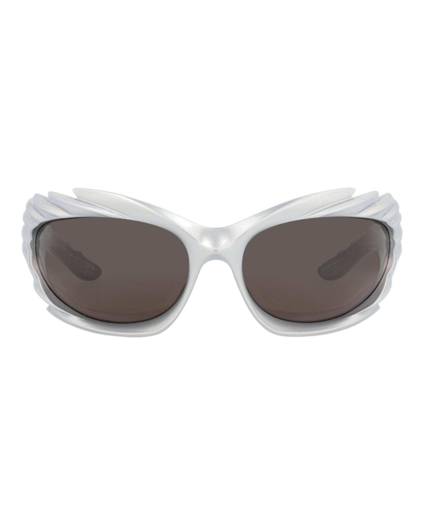 Balenciaga Unisex Shield/Wrap Silver Silver Grey Fashion Designer Eyewear