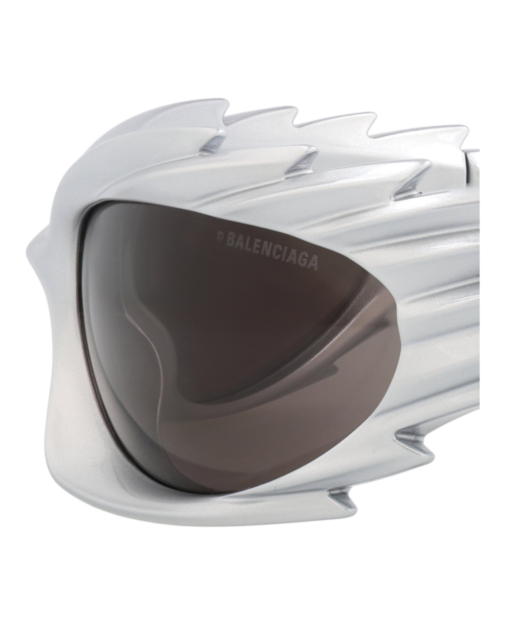 Balenciaga Unisex Shield/Wrap Silver Silver Grey Fashion Designer Eyewear