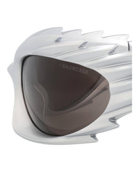 Balenciaga Unisex Shield/Wrap Silver Silver Grey Fashion Designer Eyewear