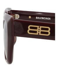 Balenciaga Balenciaga Unisex Square/Rectangle Red Red Brown Fashion Designer Eyewear