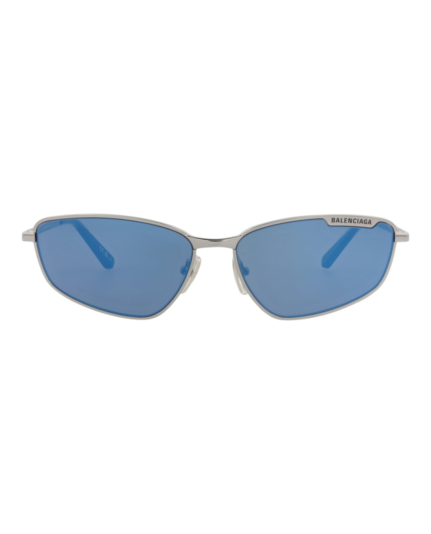 Balenciaga Unisex Square/Rectangle Ruthenium Ruthenium Blue Fashion Designer Eyewear