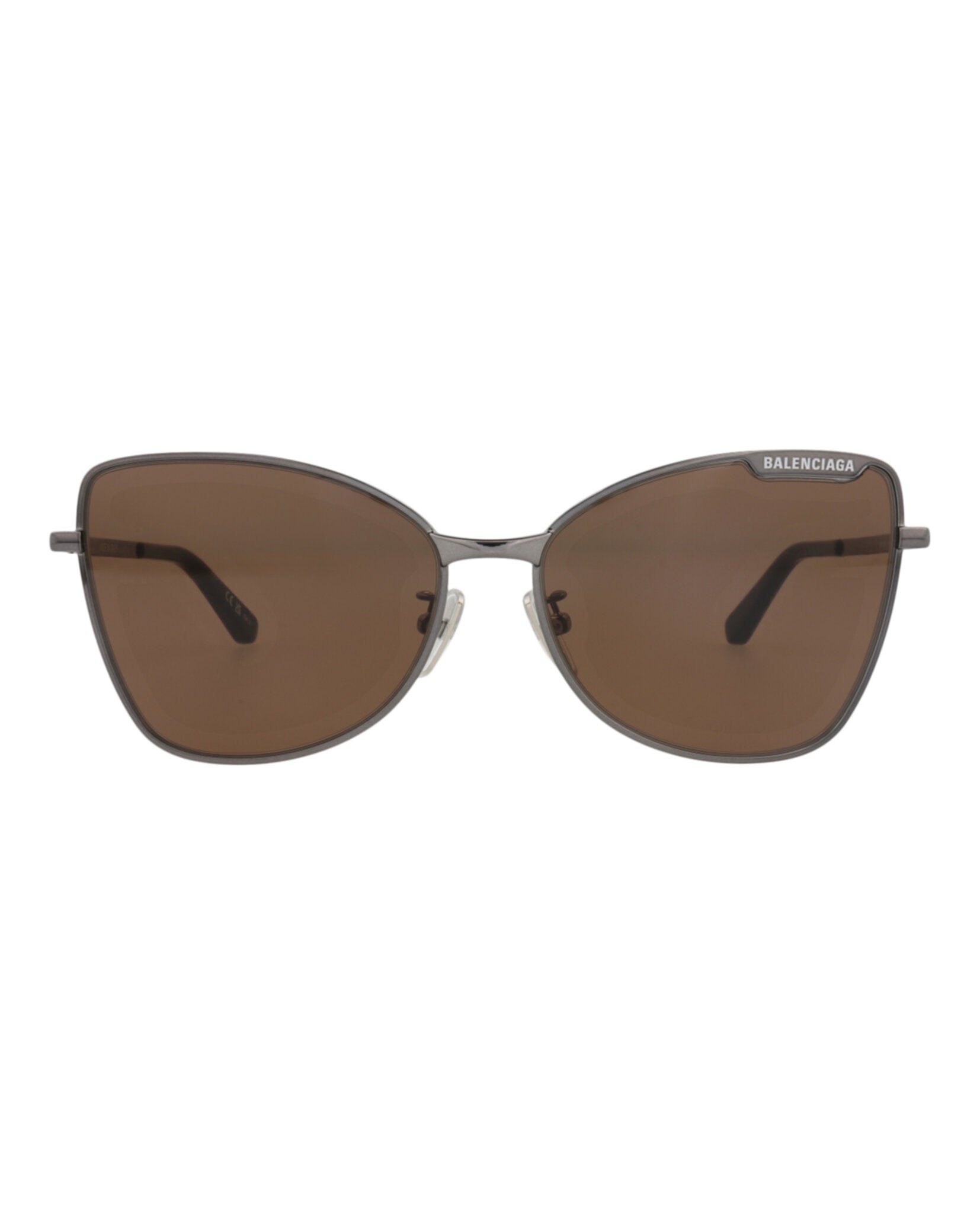 Balenciaga Balenciaga Womens Cat Eye Ruthenium Ruthenium Brown Fashion Designer Eyewear