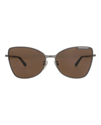 Balenciaga Balenciaga Womens Cat Eye Ruthenium Ruthenium Brown Fashion Designer Eyewear