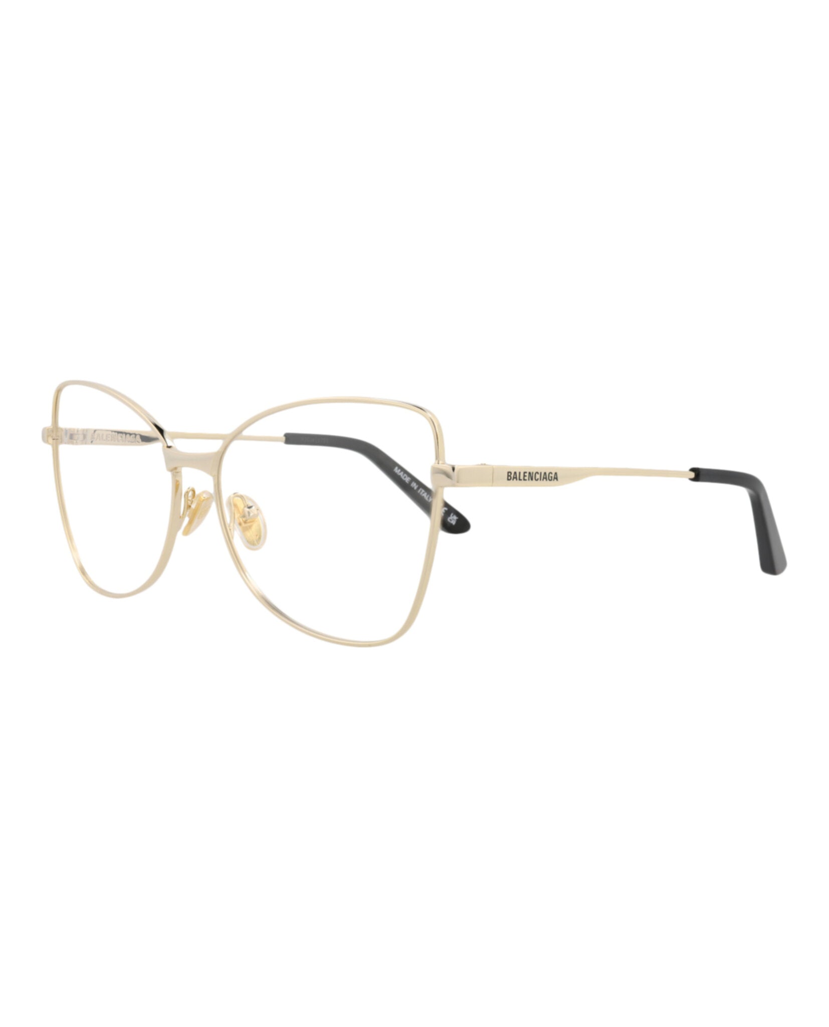Balenciaga Womens Cat Eye Gold Gold Transparent Fashion Designer Eyewear
