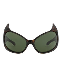 Balenciaga Womens Shield/Wrap Havana Havana Green Fashion Designer Eyewear