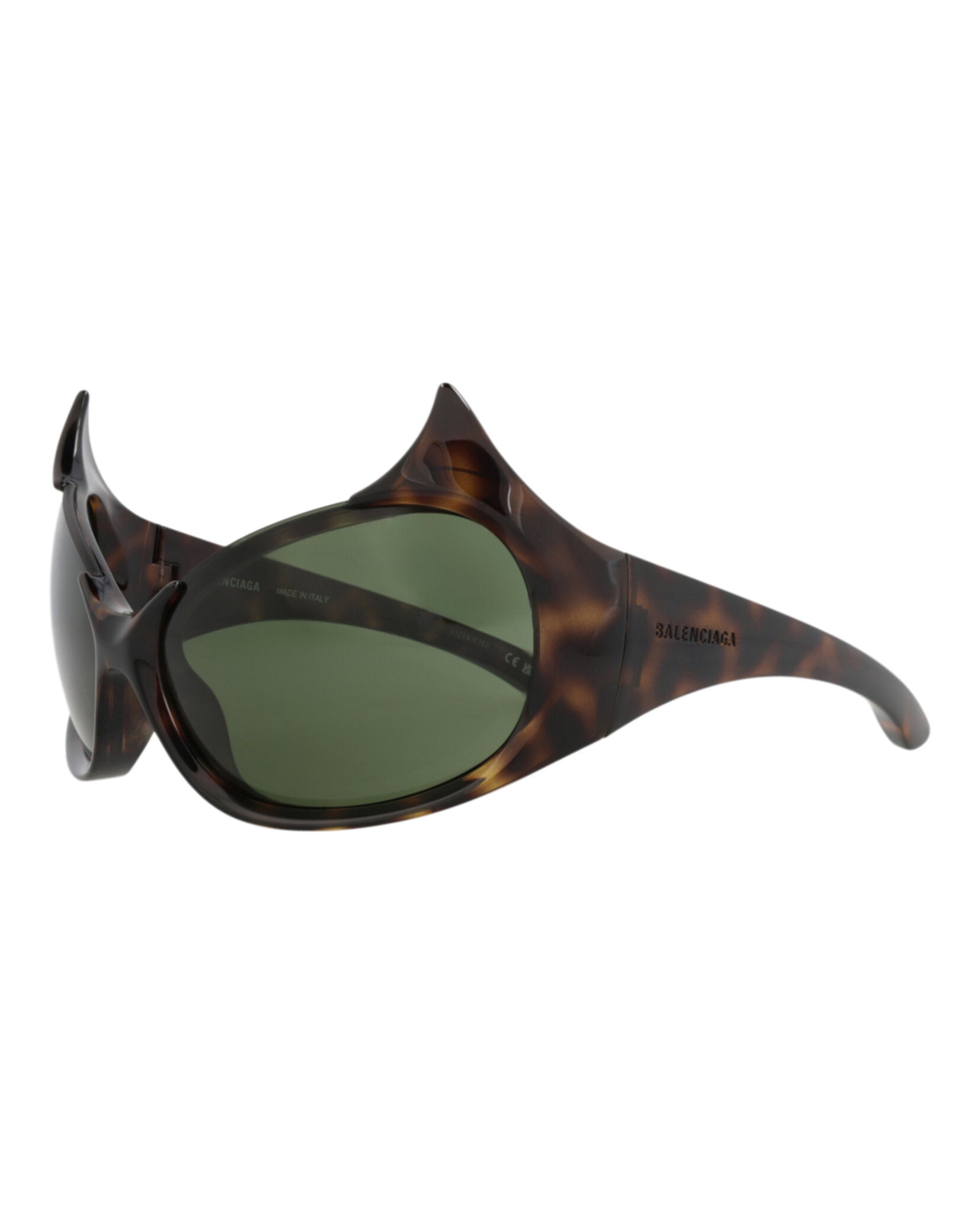 Balenciaga Womens Shield/Wrap Havana Havana Green Fashion Designer Eyewear