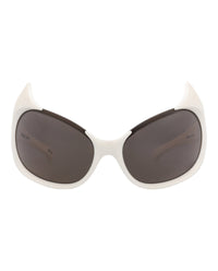 Balenciaga Womens Shield/Wrap Ivory Ivory Grey Fashion Designer Eyewear