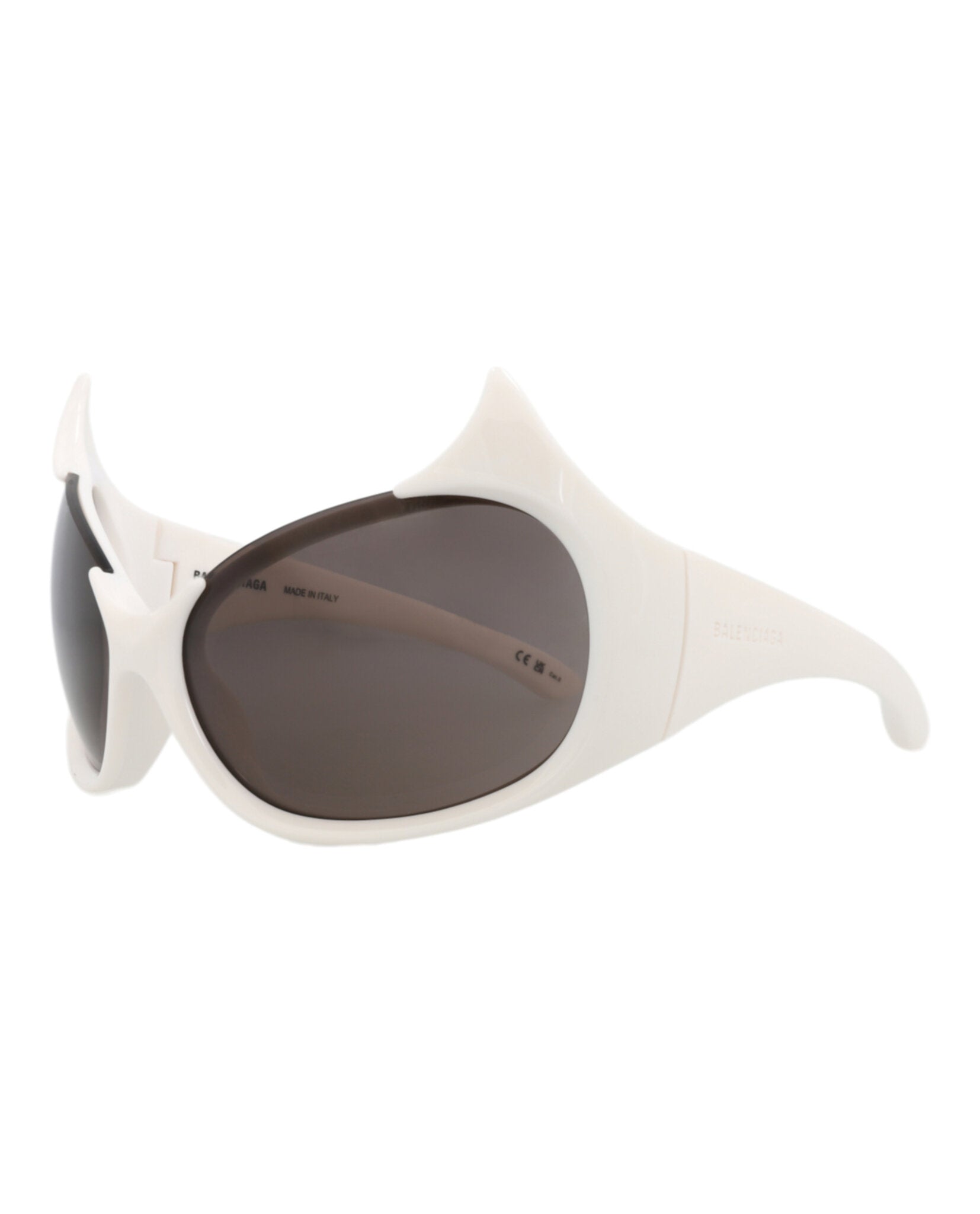 Balenciaga Womens Shield/Wrap Ivory Ivory Grey Fashion Designer Eyewear