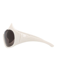 Balenciaga Womens Shield/Wrap Ivory Ivory Grey Fashion Designer Eyewear