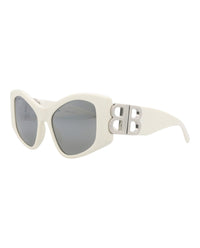 Balenciaga Womens Cat Eye White White Silver Fashion Designer Eyewear