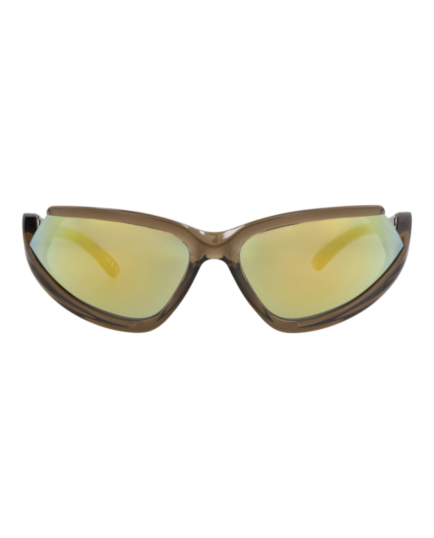 Balenciaga Unisex Shield/Wrap Brown Brown Yellow Fashion Designer Eyewear