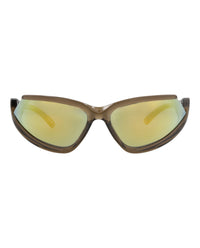 Balenciaga Unisex Shield/Wrap Brown Brown Yellow Fashion Designer Eyewear