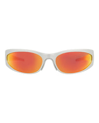 Balenciaga Mens Shield/Wrap Silver Silver Red Fashion Designer Eyewear
