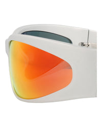 Balenciaga Mens Shield/Wrap Silver Silver Red Fashion Designer Eyewear