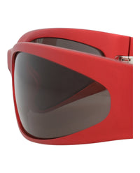 Balenciaga Mens Shield/Wrap Red Red Grey Fashion Designer Eyewear