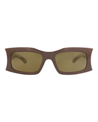 Balenciaga Unisex Square/Rectangle Brown Brown Bronze Fashion Designer Eyewear