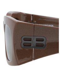 Balenciaga Unisex Square/Rectangle Brown Brown Bronze Fashion Designer Eyewear