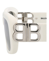 Balenciaga Balenciaga Womens Square/Rectangle White White Silver Fashion Designer Eyewear