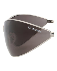 Balenciaga Unisex Shield/Wrap Silver Silver Grey Fashion Designer Eyewear