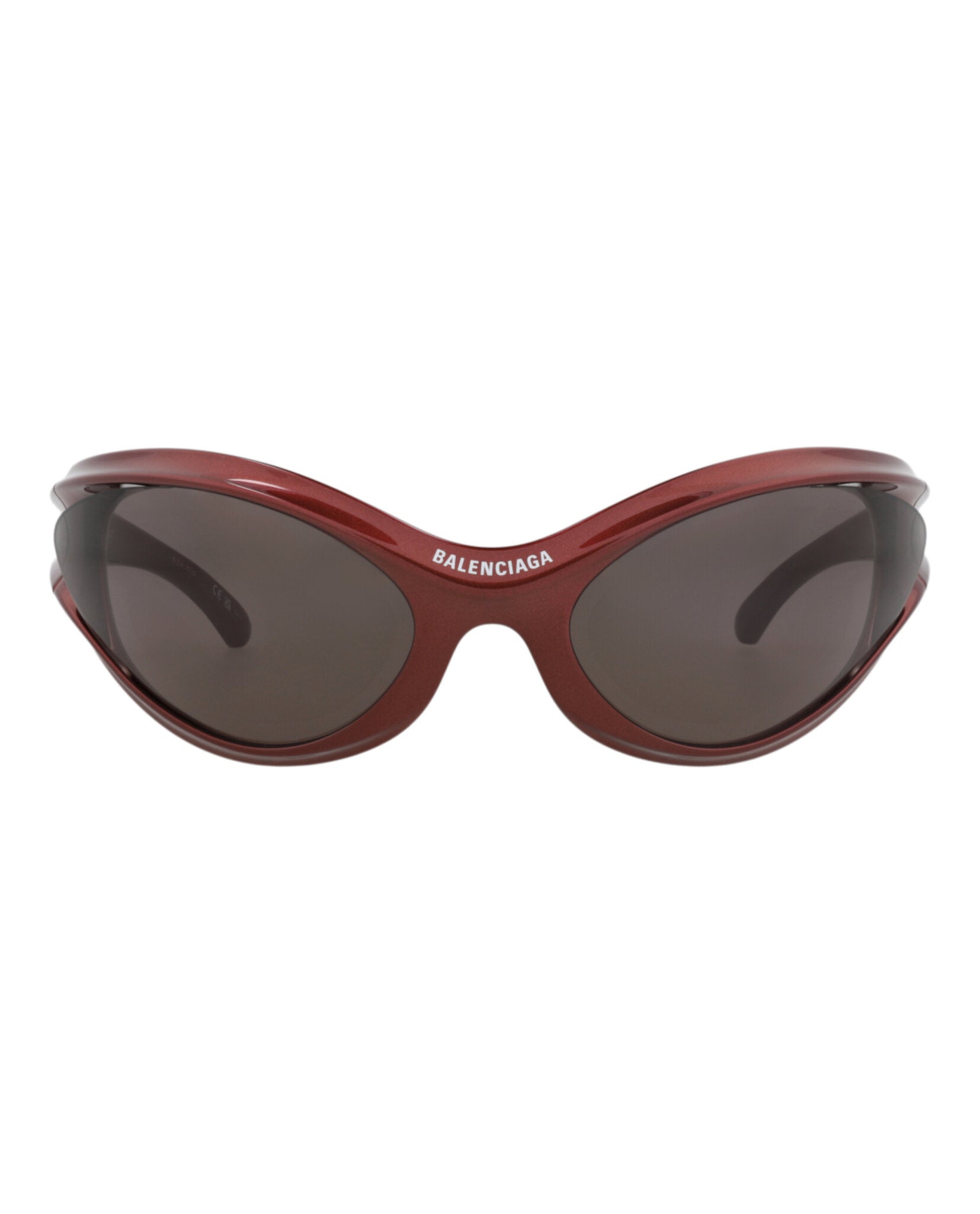 Balenciaga Unisex Shield/Wrap Burgundy Burgundy Grey Fashion Designer Eyewear