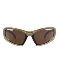 Balenciaga Unisex Shield/Wrap Green Green Brown Fashion Designer Eyewear
