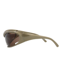 Balenciaga Unisex Shield/Wrap Green Green Brown Fashion Designer Eyewear