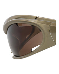 Balenciaga Unisex Shield/Wrap Green Green Brown Fashion Designer Eyewear
