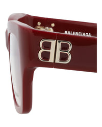 Balenciaga Womens Square/Rectangle Burgundy Burgundy Transparent Fashion Designer Eyewear