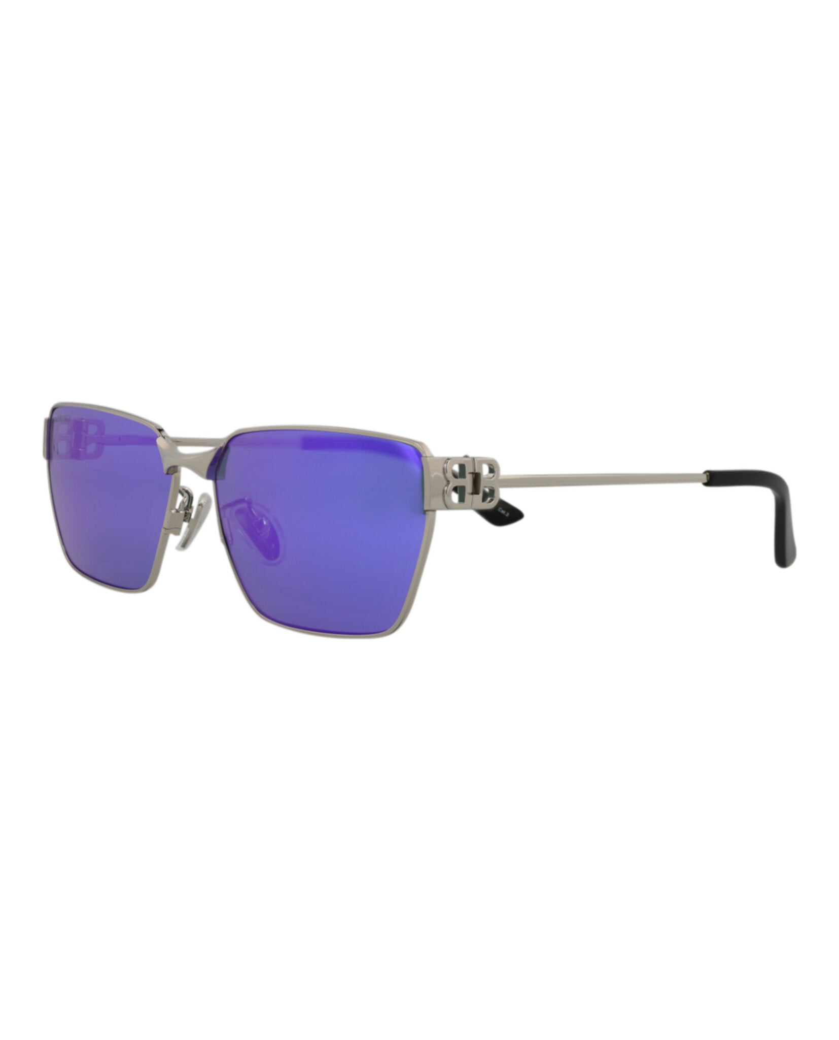 Balenciaga Balenciaga Unisex Square/Rectangle Silver Silver Violet Fashion Designer Eyewear