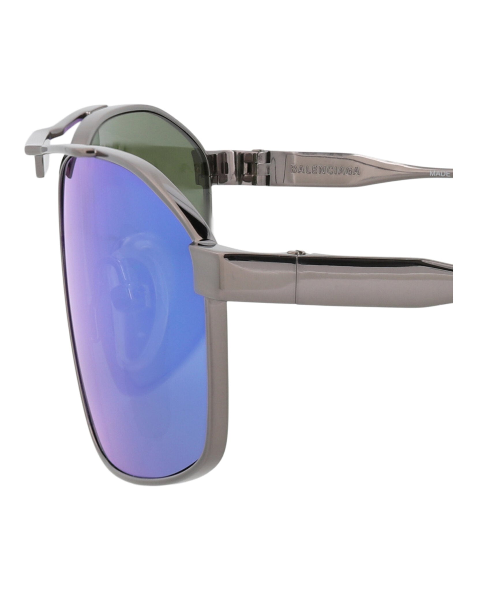 Balenciaga Balenciaga Mens Aviator Ruthenium Ruthenium Blue Fashion Designer Eyewear