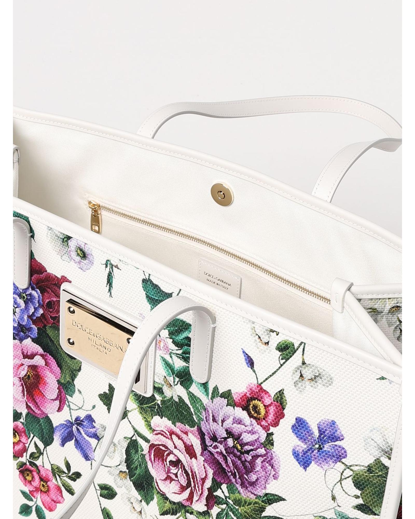 トートバッグ Dolce & Gabbana SS25 FLOWERS SHOPPER (BB2274 AI354HA5KT) Dolce & Gabbana Floral Canvas Tote Bag Women Multicolor