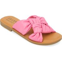 Kianna Womens Faux Leather Slip On Slide Sandals Pink