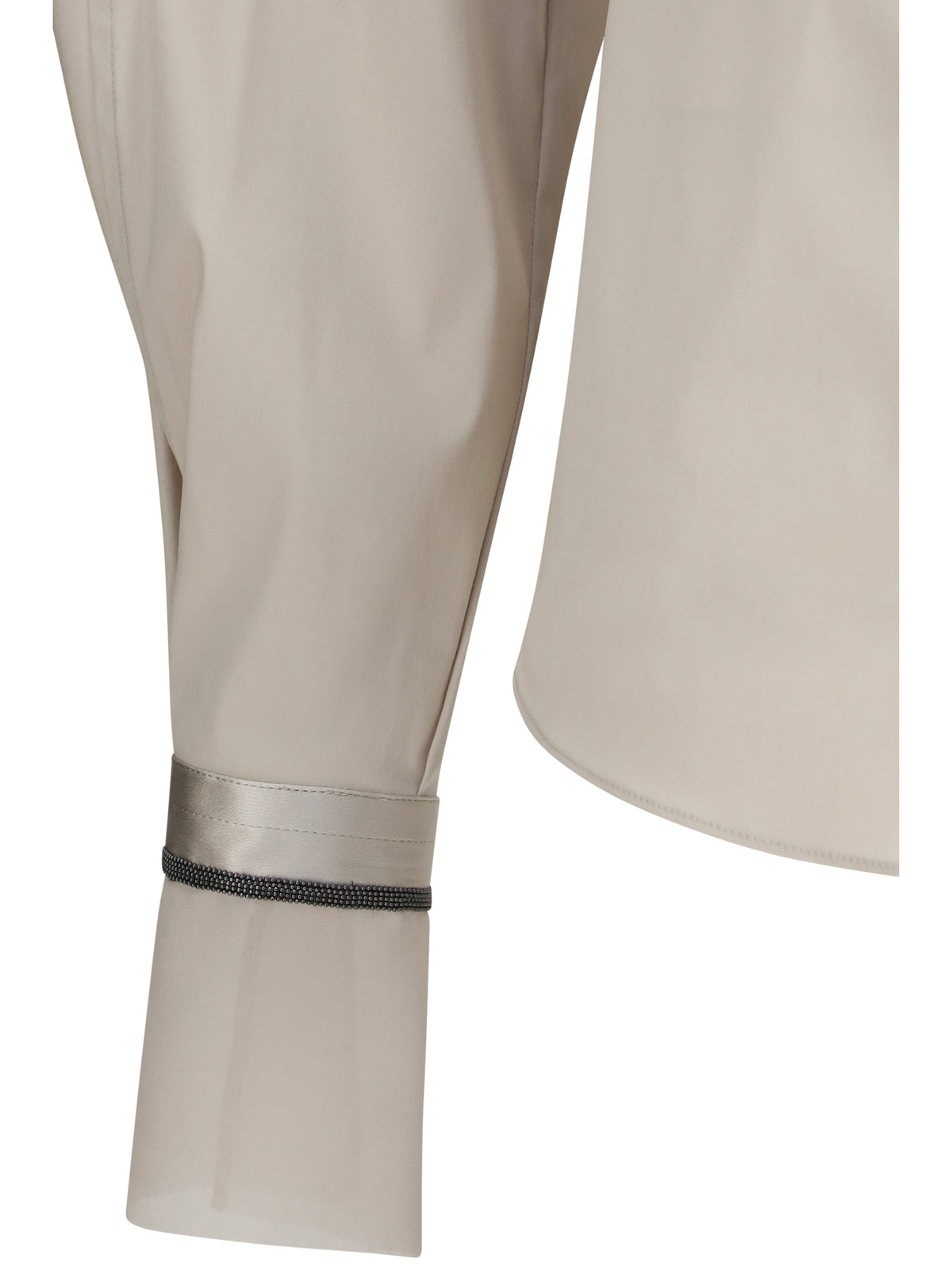 Brunello Cucinelli Women Stretch Cotton Poplin Shirt With Shiny Silk Cuffs